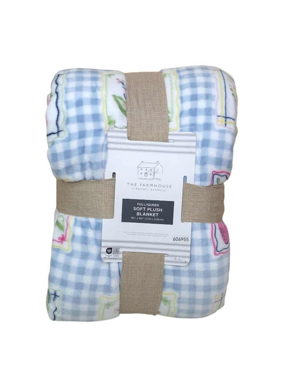 The Farmhouse By Rachel Ashwell Full/Queen Soft Plush Blanket 90"x90" Gingham